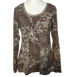 Axcess Y2K Brown Stretch Mesh Long Sleeve Top Stretch Woodsy Fairy Whimsigoth‎ M